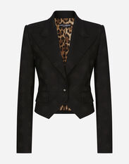 Dolce & Gabbana Wool jacquard Spencer jacket with DG logo Black FXV15ZJFMBC