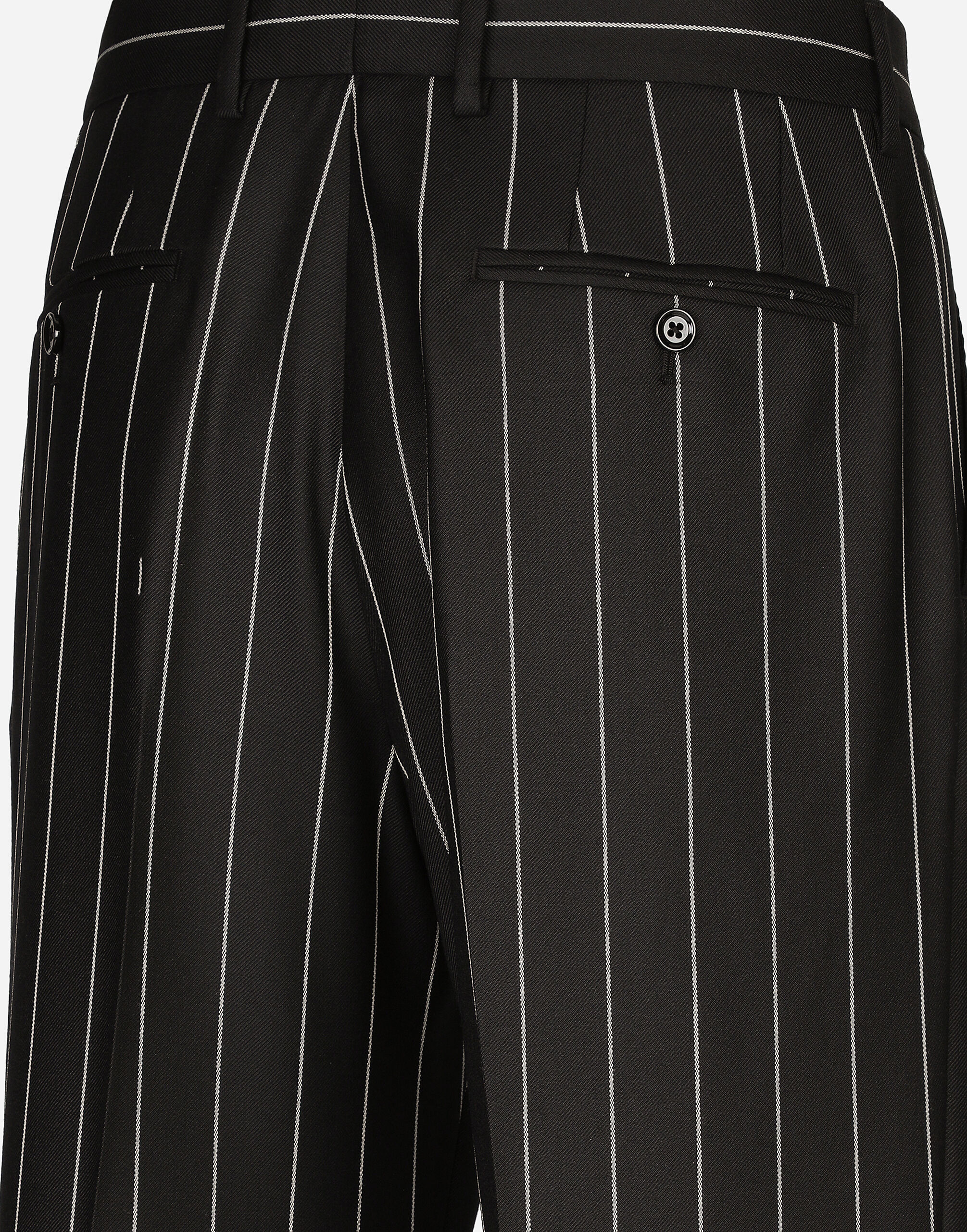 Stretch wool straight-leg pants in Black for Men