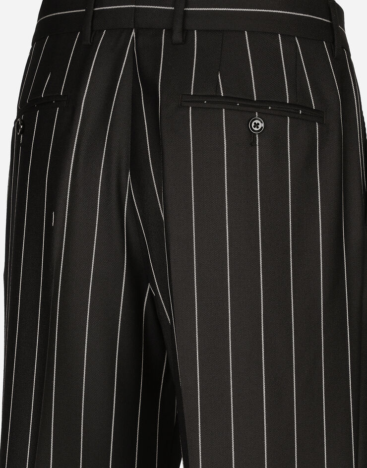 Dolce & Gabbana Nadelstreifenhose mit geradem Bein Black GYZMHTFR204