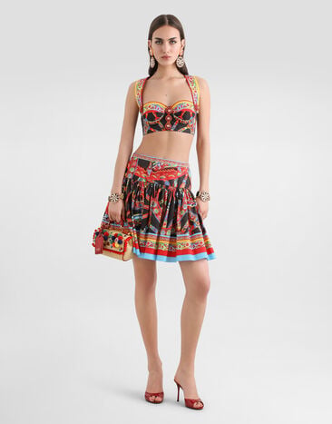 Dolce & Gabbana Carretto-print poplin miniskirt Multicolor F4CFATGDDTF