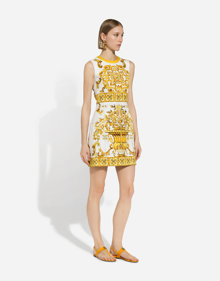 Dolce & Gabbana Short majolica-print brocade dress Print F68A8TFPTAH