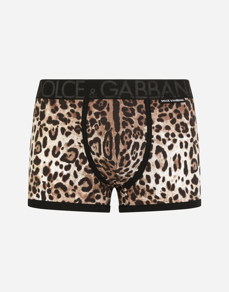 Dolce & Gabbana Boxer en coton bi-stretch à imprimé léopard Multicolore M4D19JFSGWF