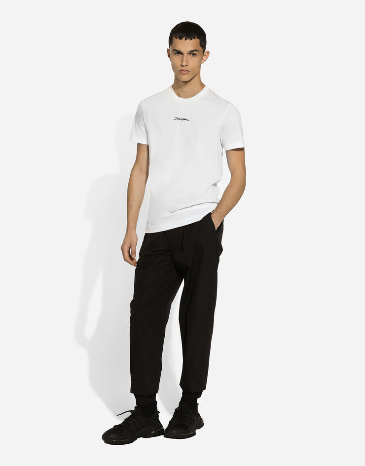 Dolce & Gabbana سروال للركض قطني أسود GP0D4TFU5PY