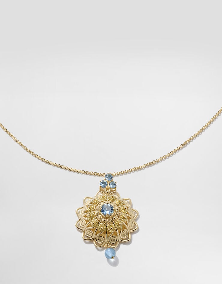 Dolce & Gabbana Filigree Necklace 18-carat yellow gold and aquamarines Gold WAJP1GWAQ01