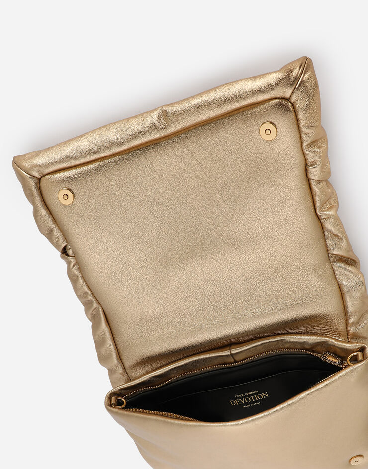 Dolce & Gabbana Medium foiled calfskin Devotion Soft bag Gold BB7349AY812