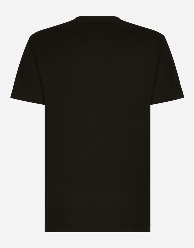 Dolce & Gabbana تيشيرت قطني بتطريز شعار DG Milano أسود G8RA2ZG7J6F