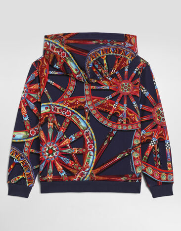 Dolce & Gabbana Carretto-print cotton hooded sweatshirt Multicolor L4JWNTHS7RF