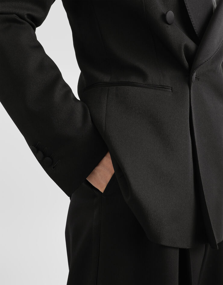 Dolce & Gabbana Double-breasted Tuxedo jacket in techno gabardine Black G2UH7TFU2Z8
