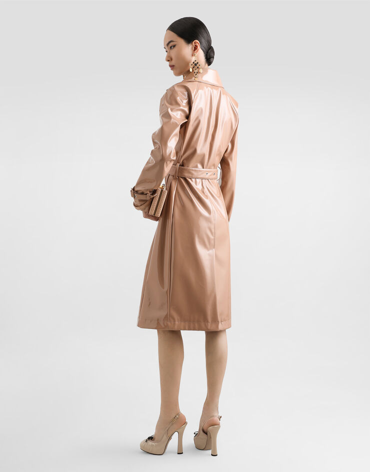 Dolce & Gabbana Trench en similicuir enduit Rose Pâle F0W3WTFUSW7
