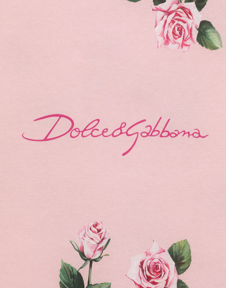 Dolce & Gabbana Jerseydecke mit Dolce&Gabbana-Logo und Rosen Drucken LNJAD7II7GM