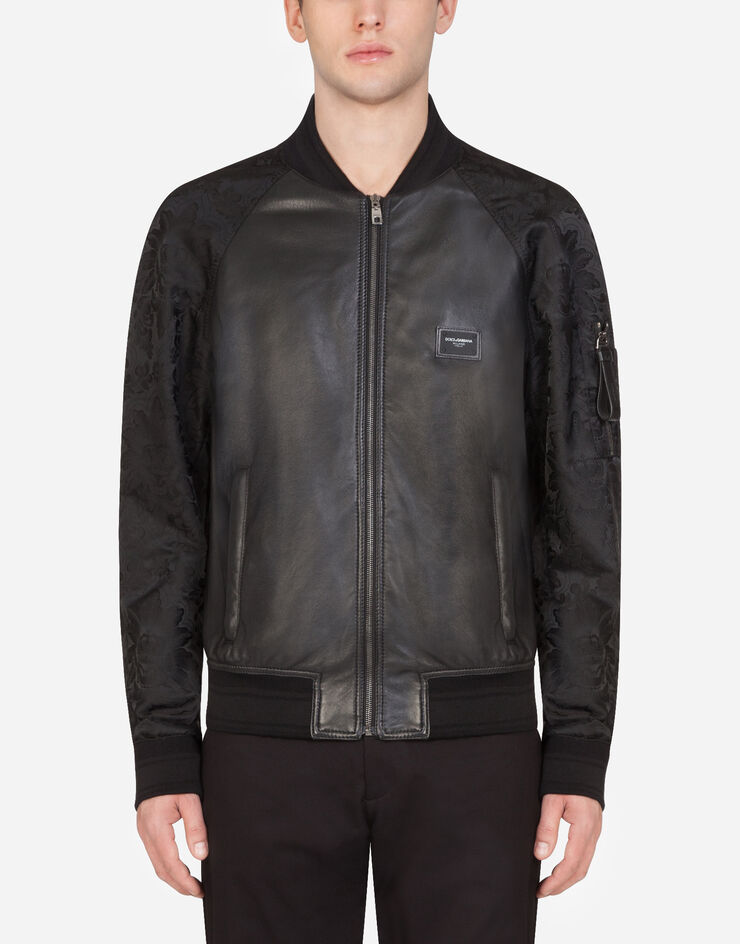 Dolce & Gabbana Leather jacket with logoed plaque BLACK G9PC2LGEM11