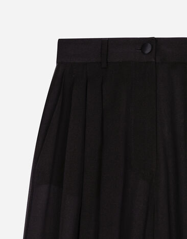Dolce&Gabbana Pantaloni a gamba larga in chiffon di seta Nero FTC0WTFUAA1