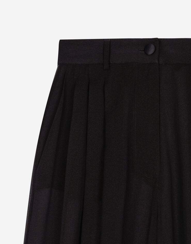 Dolce&Gabbana Hose mit weitem Bein aus Seidenchiffon Schwarz FTC0WTFUAA1