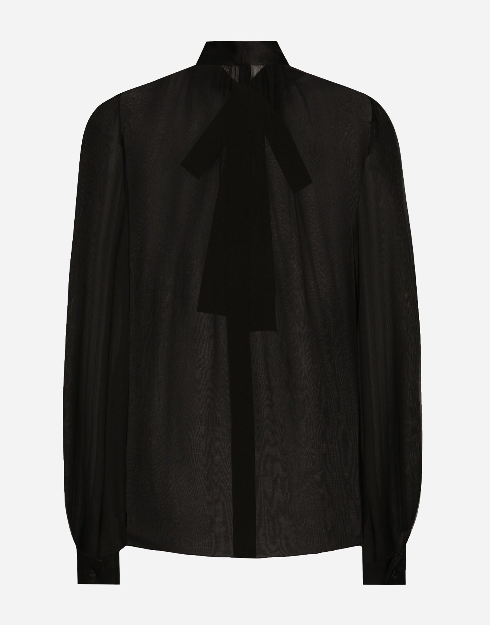 Silk chiffon shirt with pussy-bow