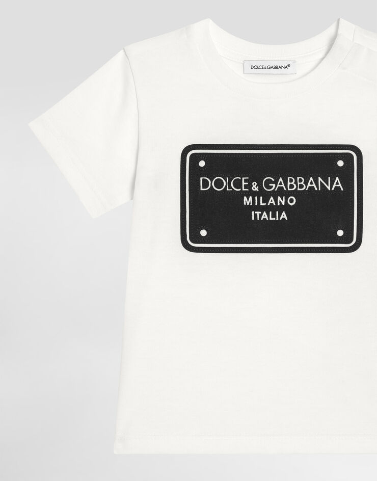 Dolce & Gabbana Camiseta de punto con placa con logotipo Blanco L1JT7WG7N0G