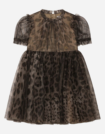 Dolce & Gabbana Vestido midi de tul con estampado de leopardo Estampado Animalier L53DL2G7I3U