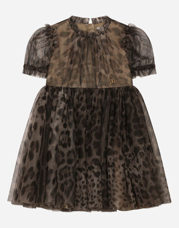 Dolce & Gabbana Abito midi in tulle stampa leopardo Animal Print L53DL2G7I3U