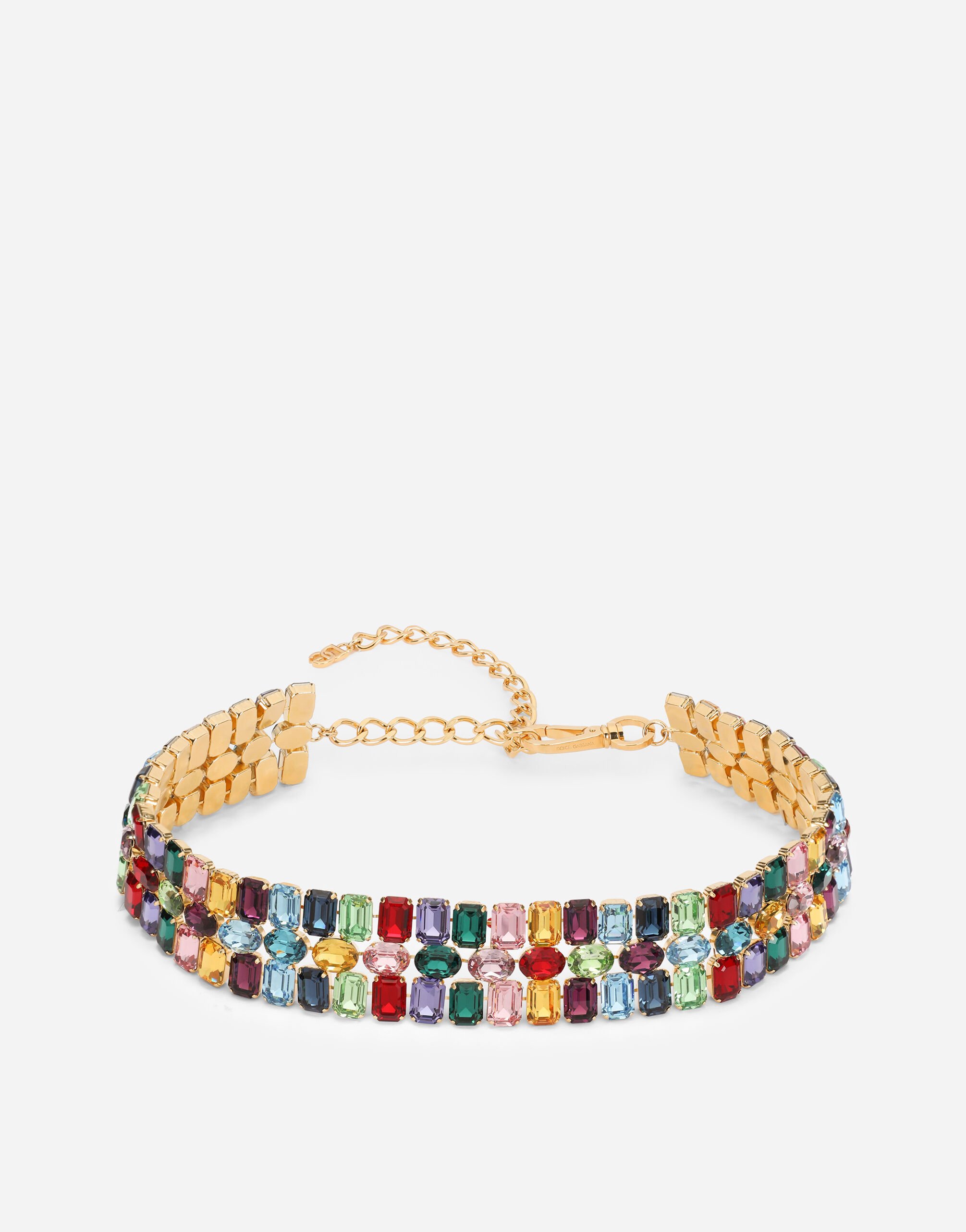 Dolce & Gabbana Belt with multi-colored rhinestones Gold BE1315AK870