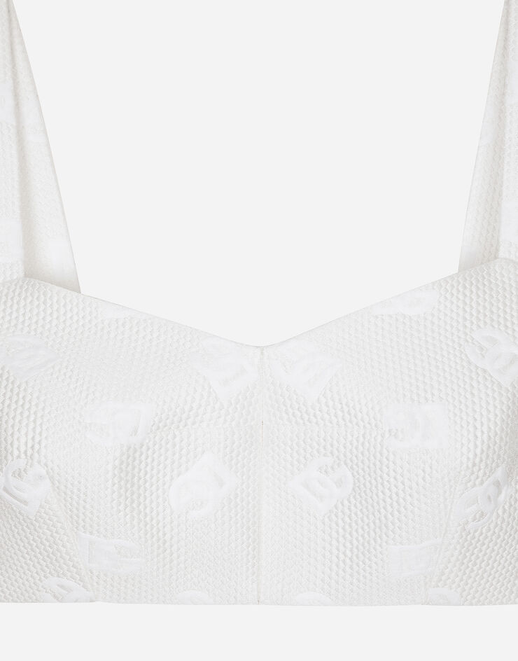 Dolce & Gabbana Jacquard top with all-over DG logo White F7Q34THJMOW