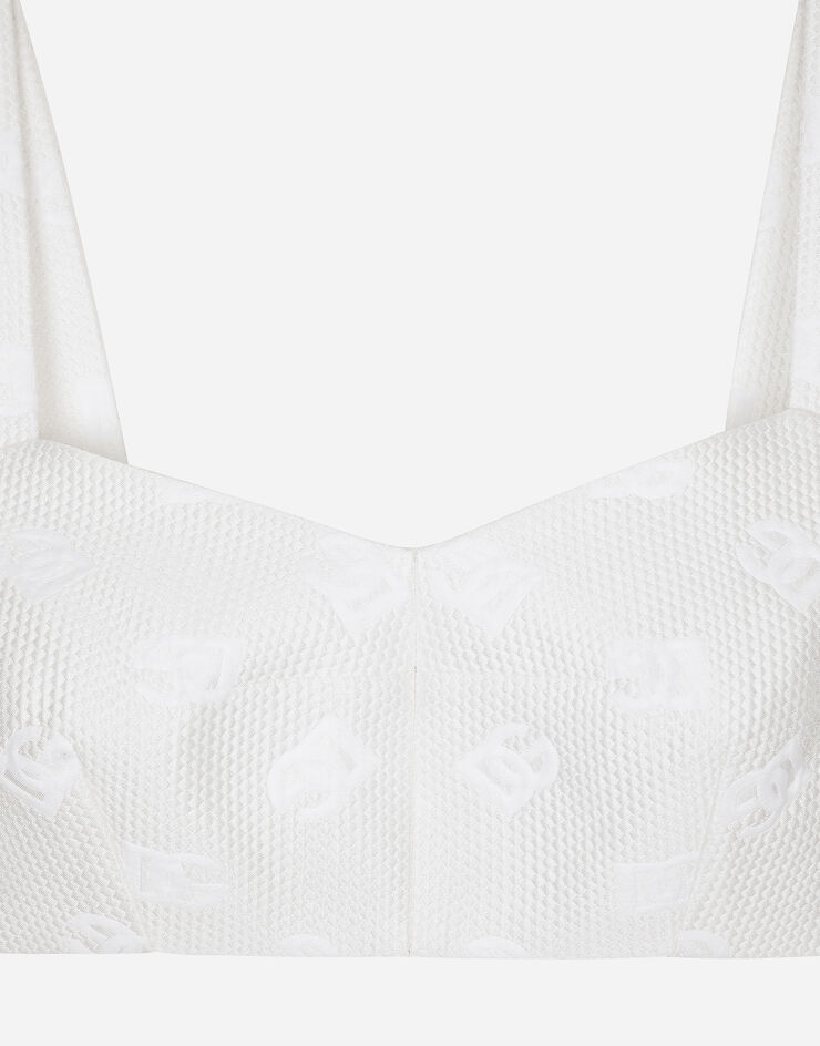 Dolce & Gabbana Top de jacquard con motivo integral del logotipo DG Blanco F7Q34THJMOW