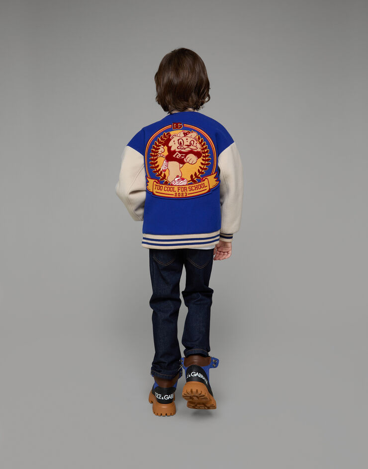 DolceGabbanaSpa Baize bomber jacket with DG mascot patch Multicolor L42B54G7JU0