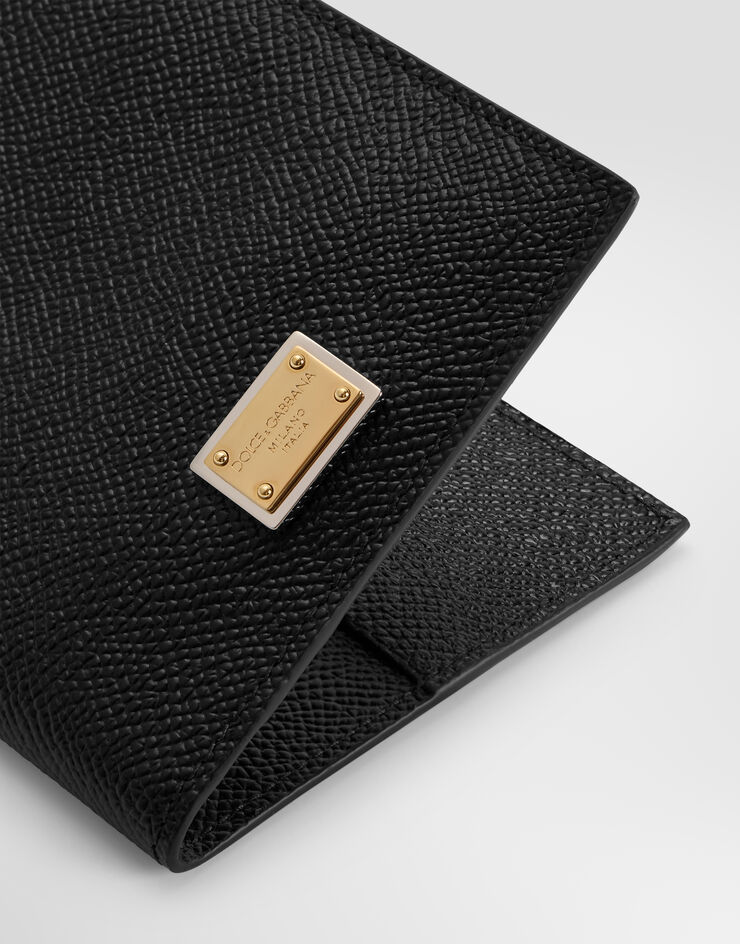 Dolce & Gabbana Dauphine calfskin passport holder with plate Dolce & Gabbana Dauphine calfskin passport holder with plate Black BI2215A1001