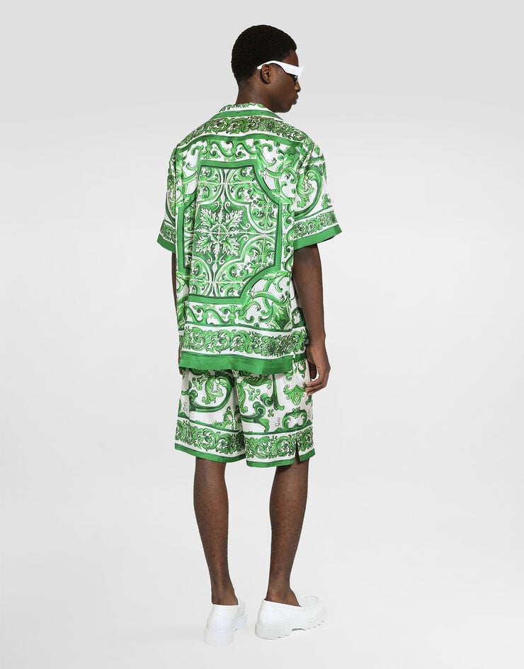 Dolce & Gabbana Silk twill Hawaiian shirt with majolica print Print G5JH9THI1S6