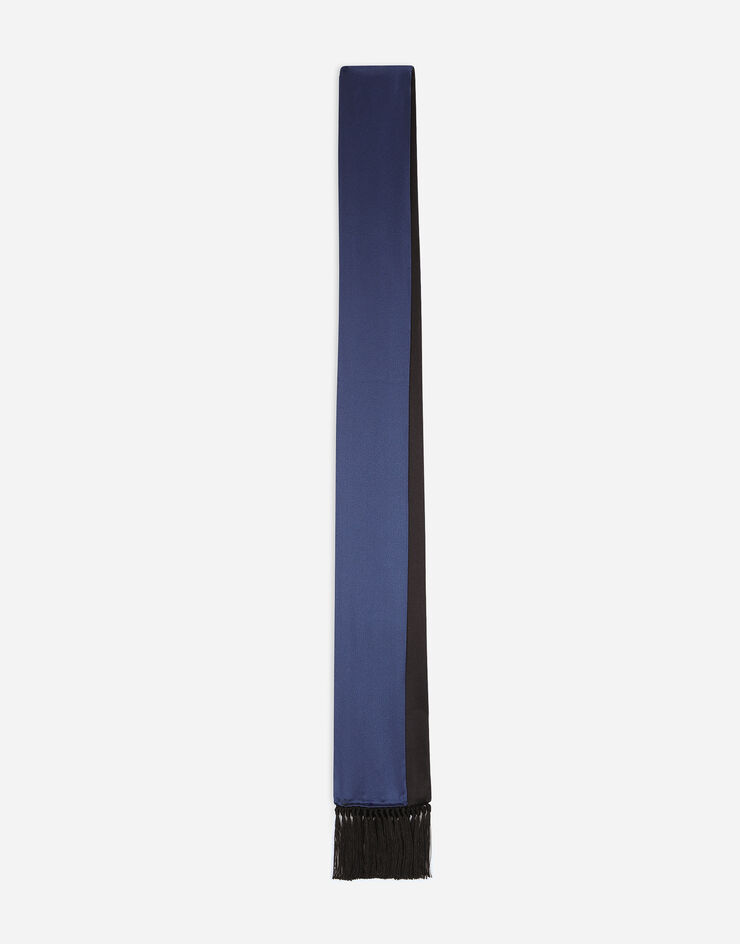 Dolce & Gabbana Шарф из шелкового атласа с бахромой синий GQ344EFU1AU