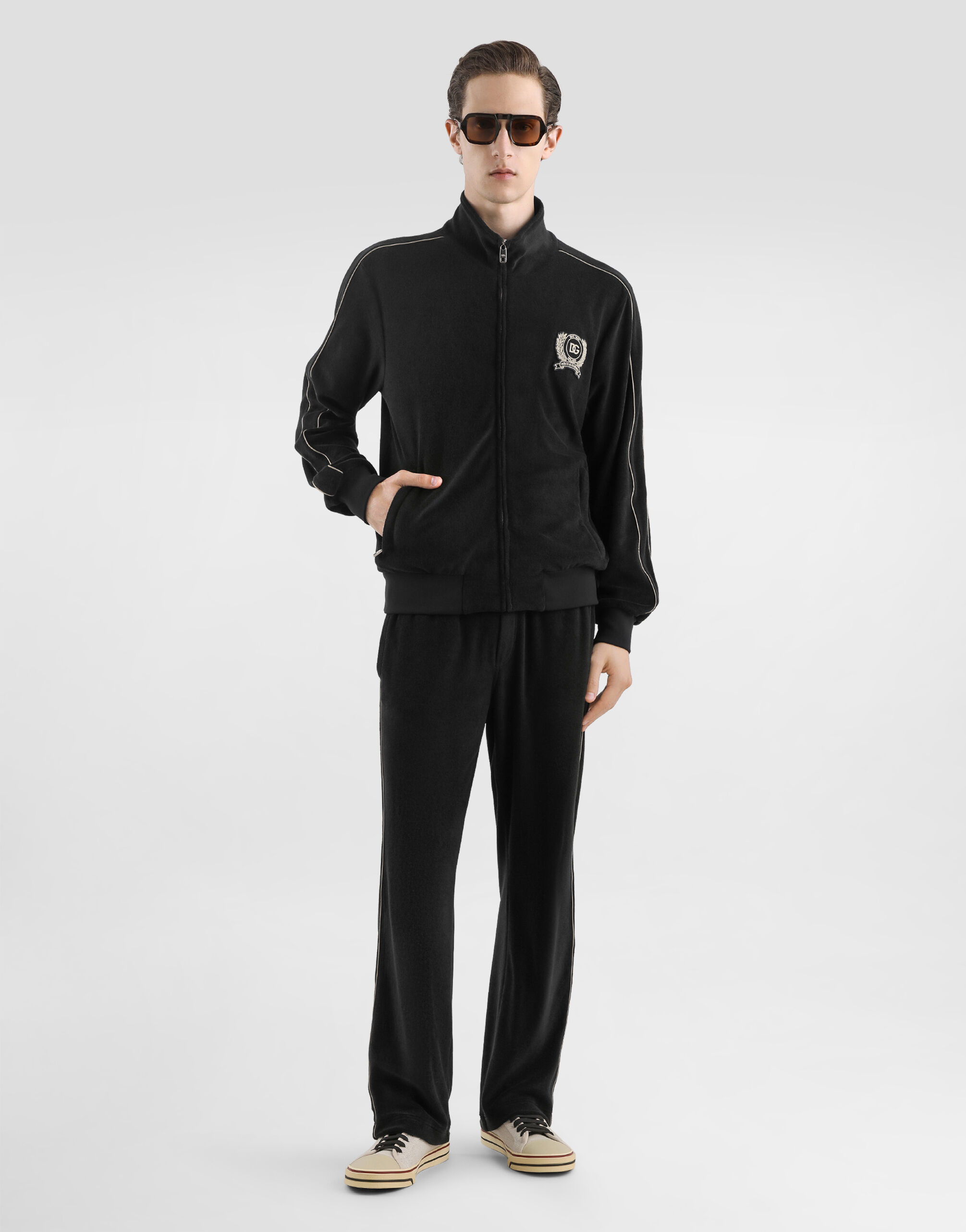 Cotton terry sweatshirt in Black for Men | Dolce&Gabbana®