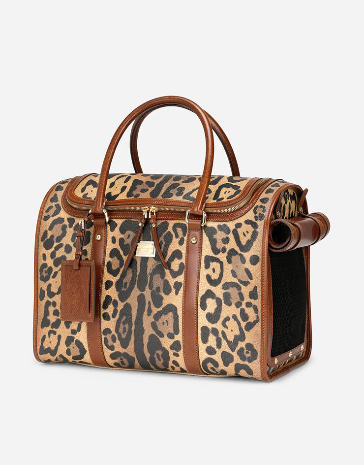 Dolce & Gabbana Transporttasche klein aus Crespo im Leoprint mit Logoplakette Mehrfarbig BB3014AW384