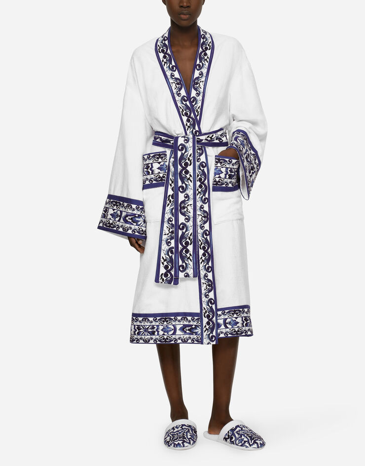 Dolce & Gabbana Cotton Terry Bathrobe Multicolor TCF010TCAGN