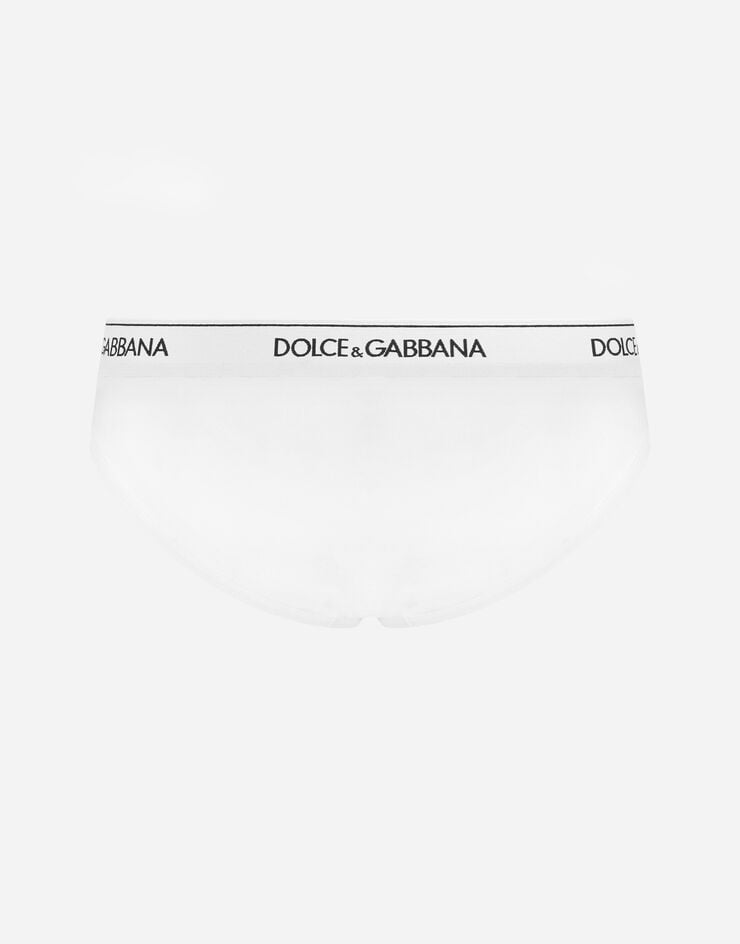 Dolce & Gabbana Pack de deux slips mi-longs en coton stretch Blanc M9C03JONN95