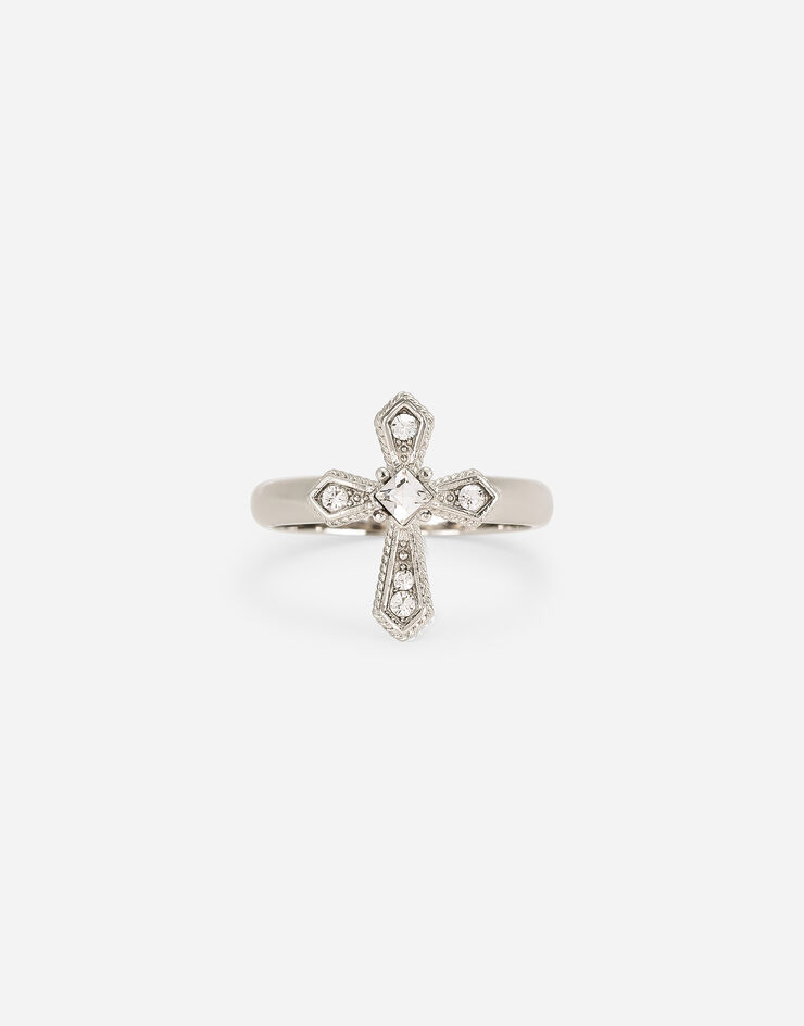 Dolce & Gabbana Ring with cross and crystals Silver WRN7S2W1111