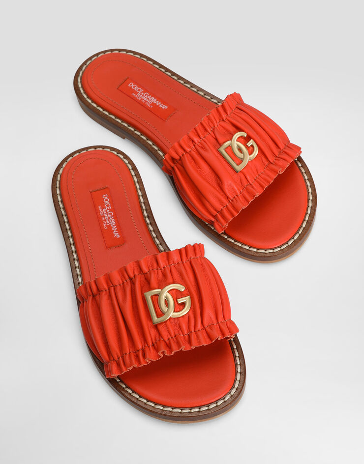 Dolce & Gabbana Flat nappa leather slippers Orange D11373A1850