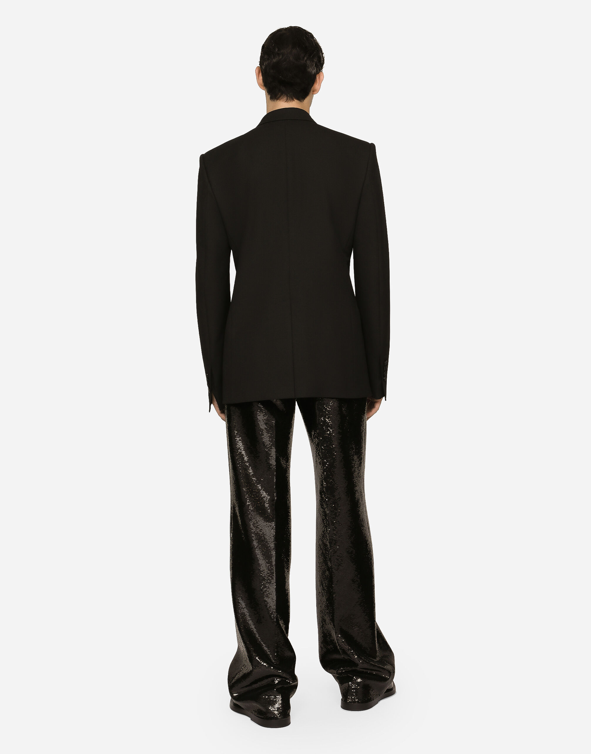 Double-breasted wool Sicilia-fit tuxedo jacket in Black for