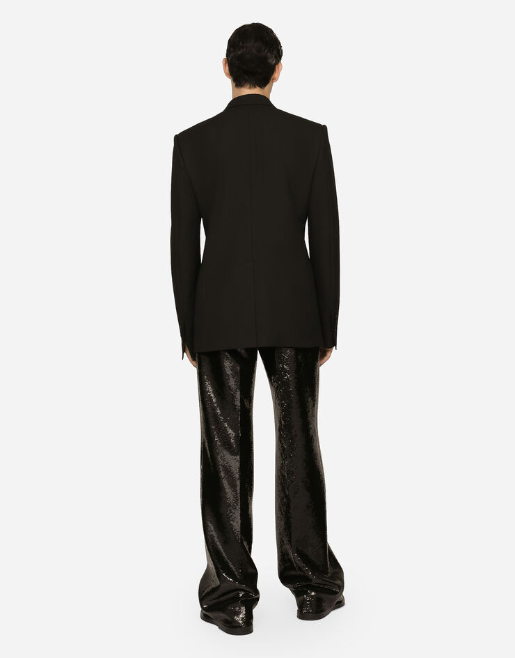 Dolce & Gabbana Double-breasted wool Sicilia-fit tuxedo jacket Black G2QU4TFURLT
