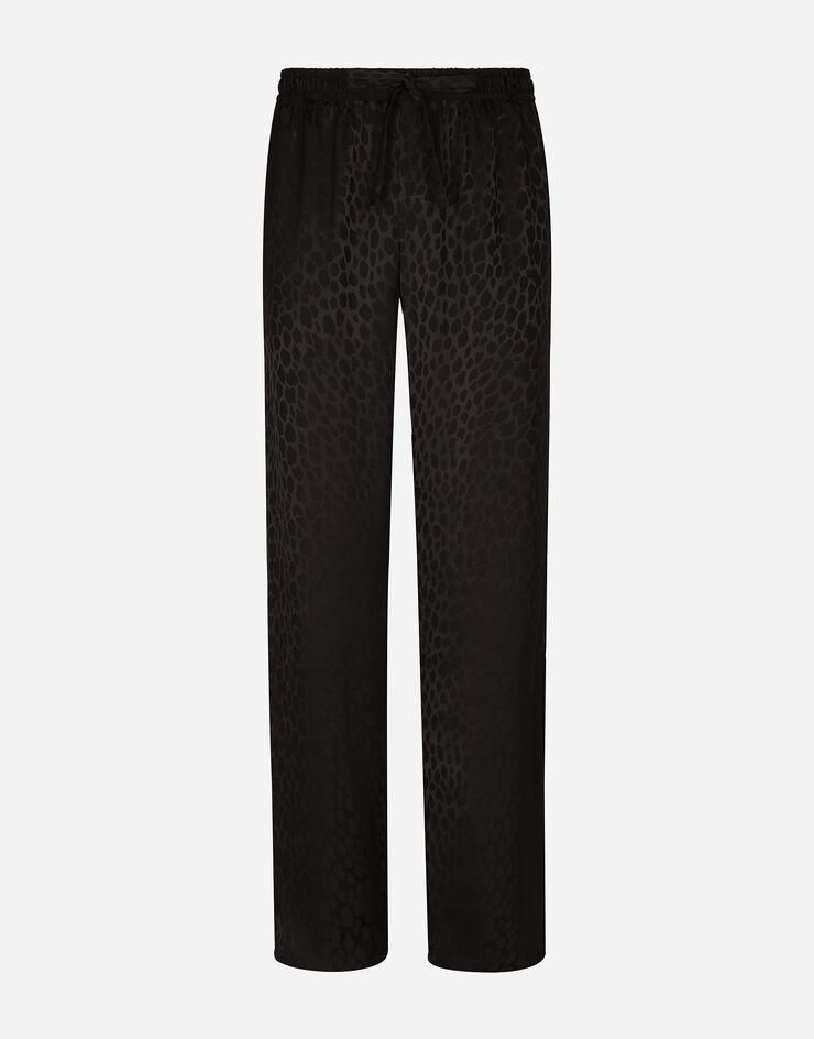 Dolce & Gabbana Спортивные брюки из шелка с жаккардовым оцелотовым узором черный GVRMATFJIAE