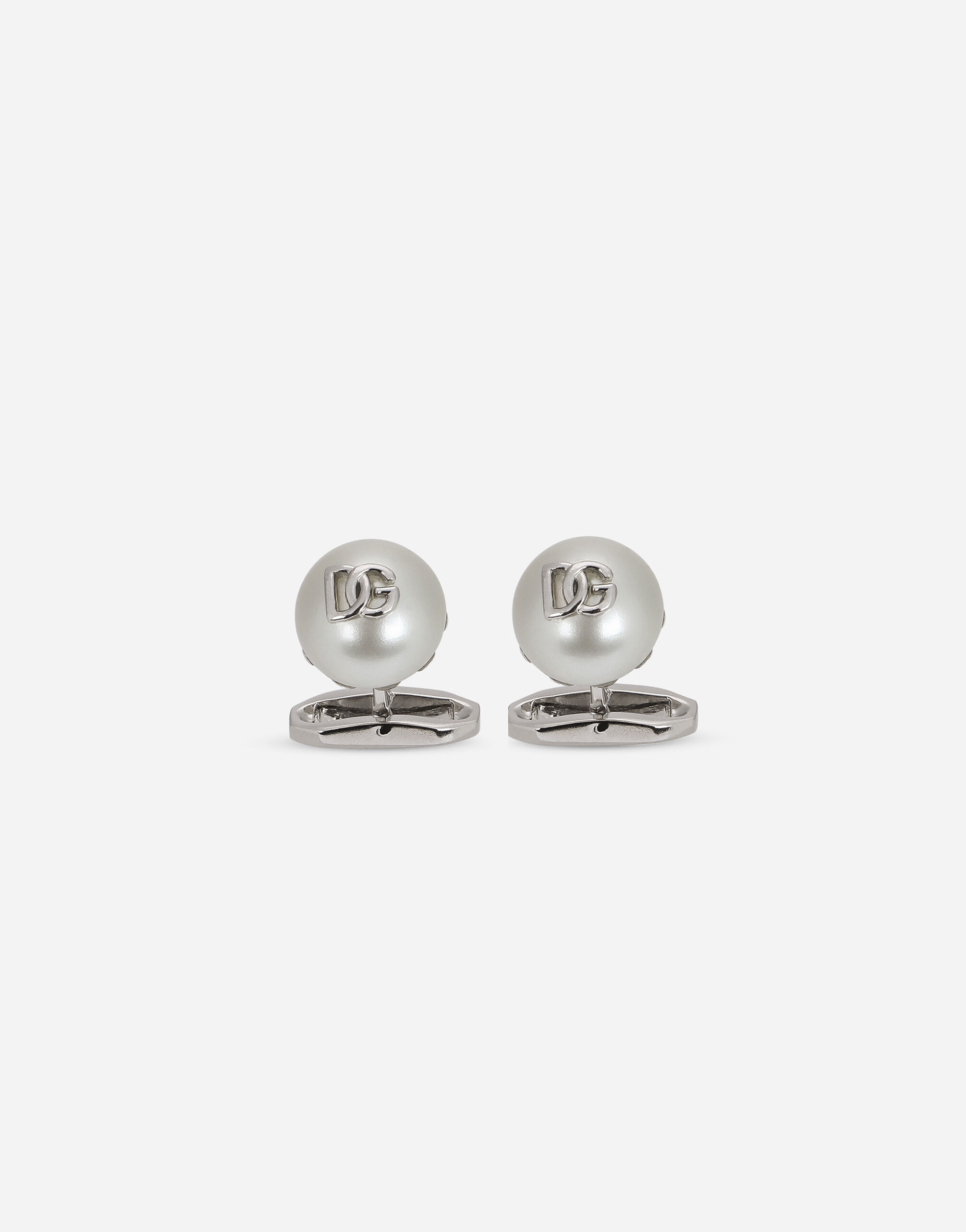 Dolce & Gabbana Cufflinks with pearl and DG logo Silver WBN5W1W1111