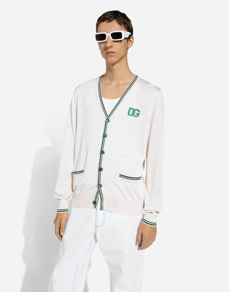 Dolce & Gabbana DGロゴ シルク カーディガン White GXV30ZJBSJV