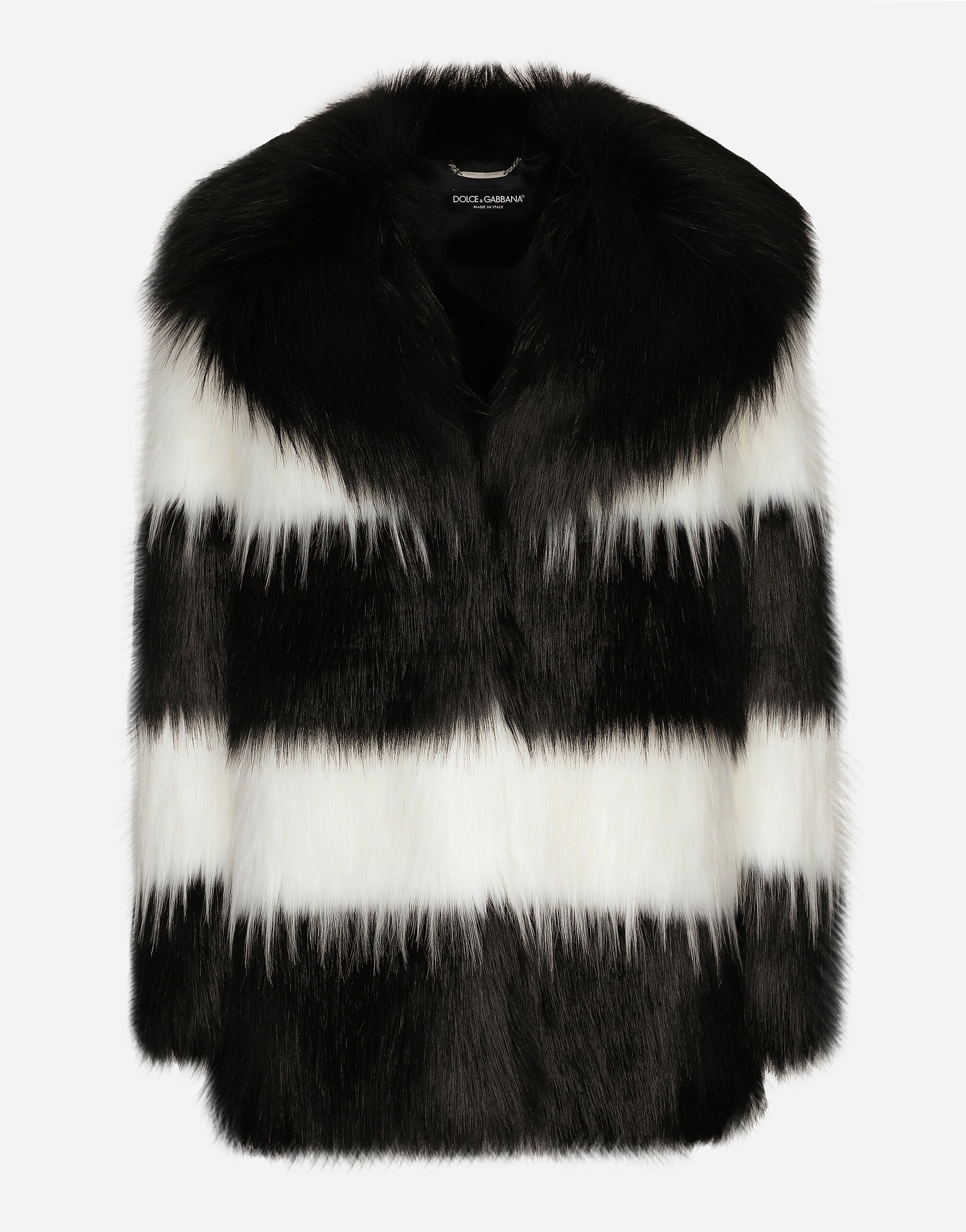 Dolce & Gabbana Striped faux fur coat Print F0E1YTIS1VH
