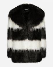 Dolce & Gabbana Striped faux fur coat Black F0D1OTFUMG9