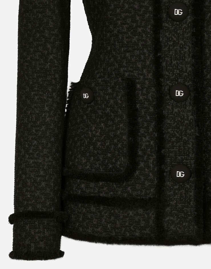 Dolce & Gabbana Single-breasted raschel tweed jacket Black F2940TGDCLW