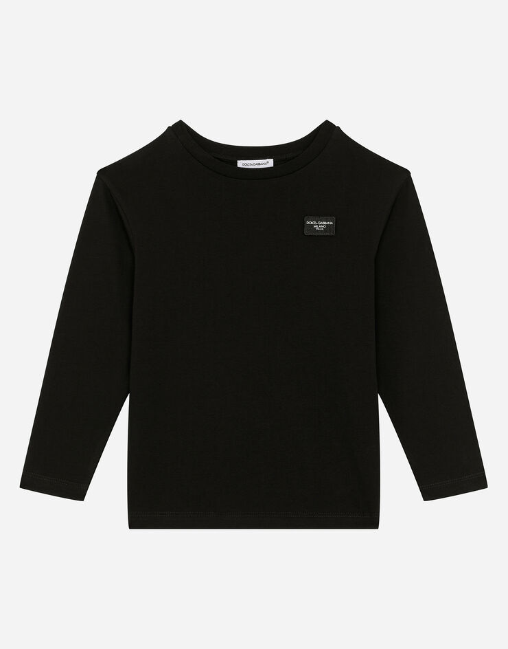 Dolce & Gabbana Jersey T-shirt with logo tag Black L4JT7MG7M4S