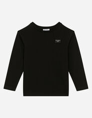 Dolce & Gabbana Jersey T-shirt with logo tag Black L4JTEYG7K8Z