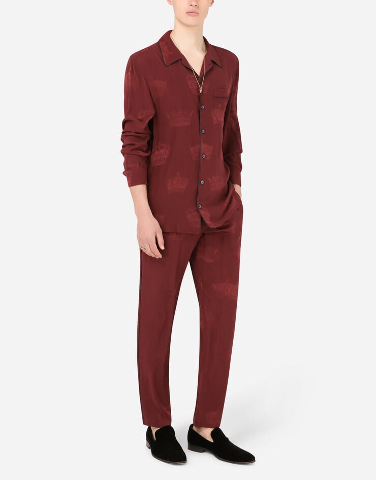 Dolce & Gabbana Silk pajama shirt with crown print Dolce & Gabbana Silk pajama shirt with crown print BORDEAUX G5GW1TFJ1HL