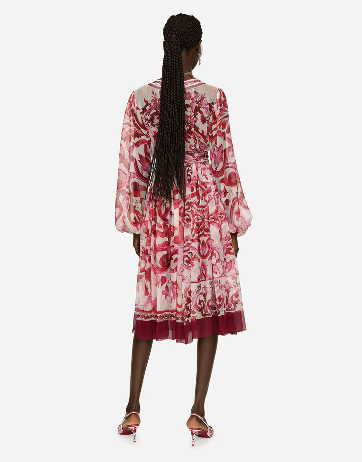 Dolce&Gabbana Majolica-print chiffon midi dress Multicolor F6CNUTHI1MF