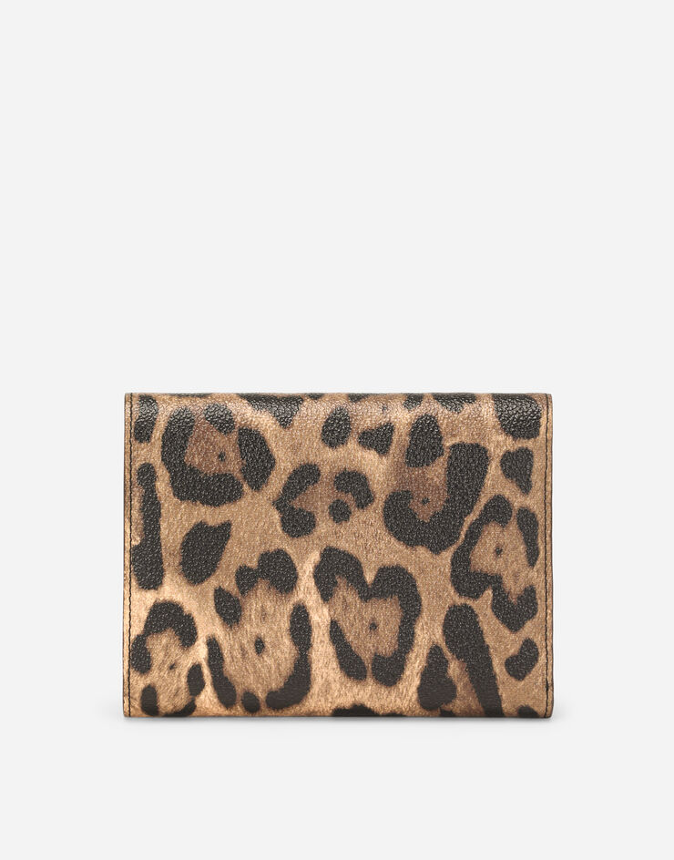 Dolce & Gabbana Cartera cremallera alrededor en crespo estampado leopardo con placa con logotipo Multicolor BI1379AW384