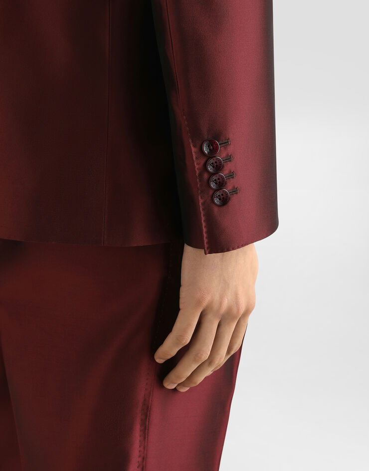 Dolce & Gabbana Sicilia light double-breasted jacket in shantung silk Bordeaux G2TV8TFU1L6
