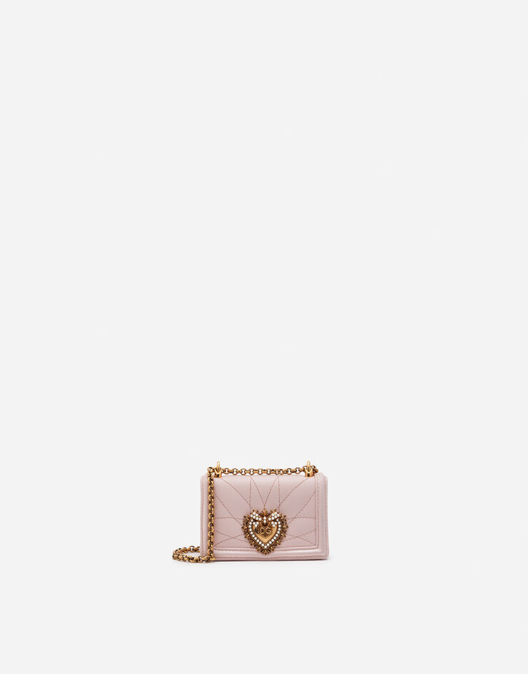 Dolce & Gabbana Devotion micro bag in quilted nappa leather РОЗОВЫЙ ПУДРОВЫЙ BI1399AJ114