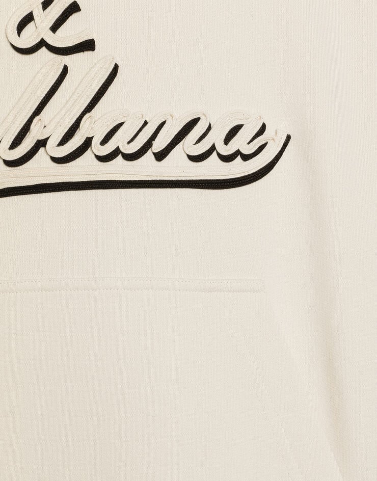 Dolce & Gabbana Felpa con cappuccio e ricamo Dolce & Gabbana Felpa con cappuccio e ricamo Panna G9ZU0ZG7PGA